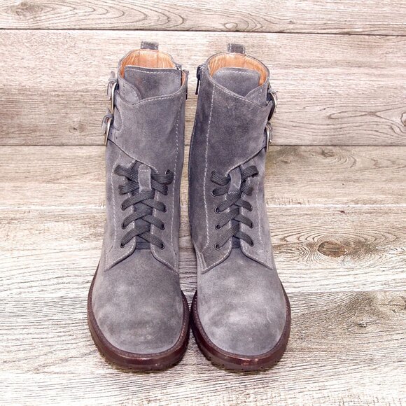 $ 1095 Neiman Marcus GRAVATI Women's 7 M Boot 4666 Grey Suede * add $15 Trees - Picture 2 of 15